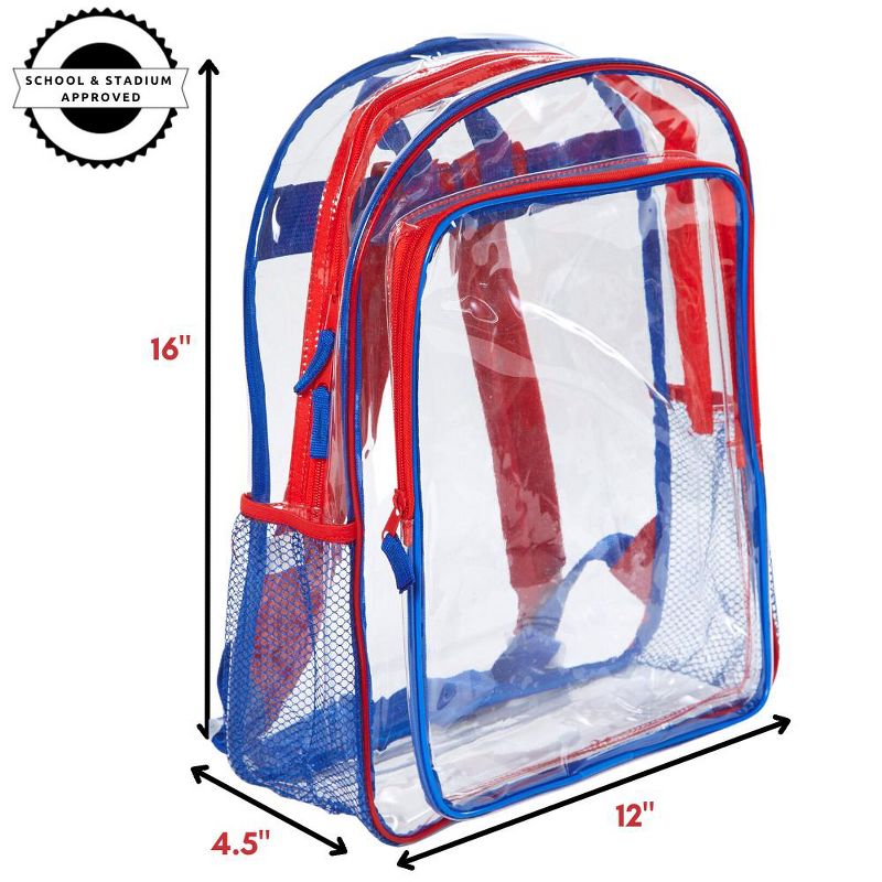 RALME Red and Blue Clear Backpack for School, 16 inch Stadium Approved Transparent Bag, 3 of 8