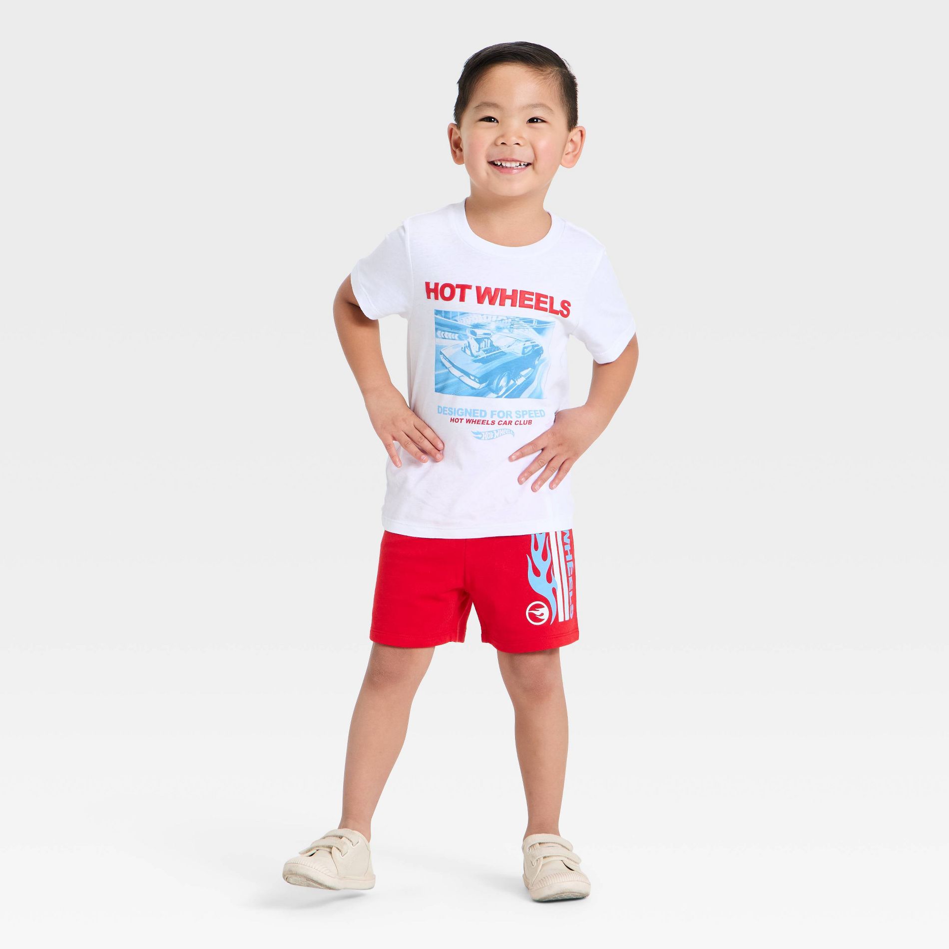 Toddler Boys' 2pc Hot Wheels Americana T-Shirt and Shorts Set - Red/Blue