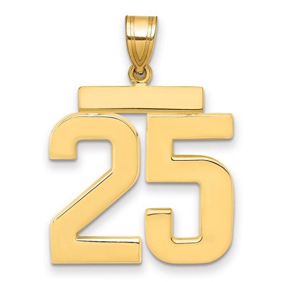 Black Bow Jewelry 14k Yellow Gold, Athletic Collection, Large Polished Number 25 Pendant