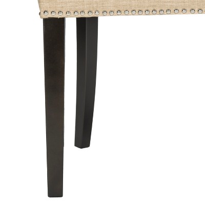 Beige Upholstered Parsons Side Chair with Wood Legs