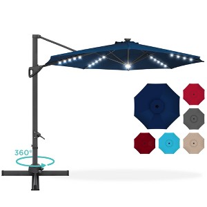 Best Choice Products 10ft 360-Degree Solar LED Lit Cantilever Patio Umbrella, Outdoor Hanging Shade - 1 of 4