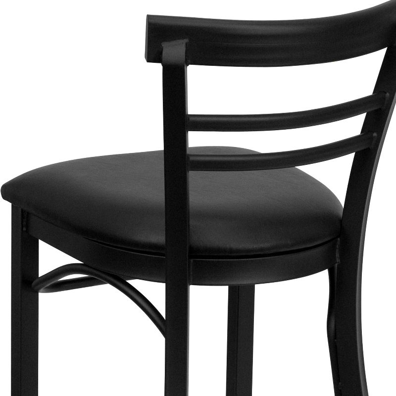 Flash Furniture Black Two-Slat Ladder Back Metal Restaurant Barstool, 6 of 12