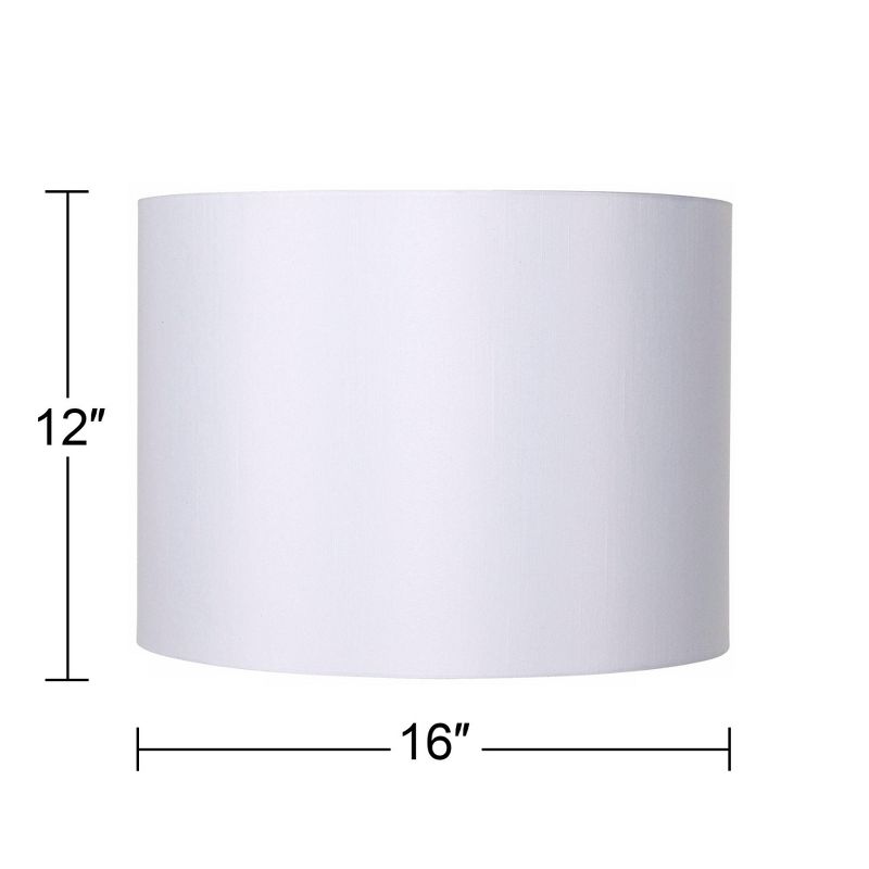 Springcrest Set of 2 Drum Lamp Shades White Medium 16" Top x 16" Bottom x 12" High Spider with Replacement Harp and Finial Fitting, 5 of 9