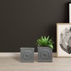 Rosemead Home & Garden Inc. 2pc 12.5" & 10.2"H Square Lightweight Classic English Style Outdoor Concrete Planter Antique Gray - 2 of 4