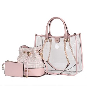 MKF Collection Diva PVC Clear Tote Bag with Tweed Bucket Bag by Mia K - 1 of 4