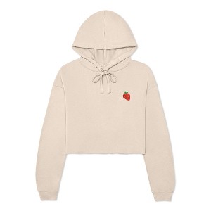 Dalix Strawberry Embroidered Fleece Cropped Hoodie Cold Fall Winter Women - 1 of 4
