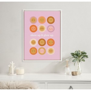 Kate & Laurel All Things Decor 18"x24" Sylvie Beaded Show Up and Glow Up Framed Canvas by Duchess Plum White - 1 of 4