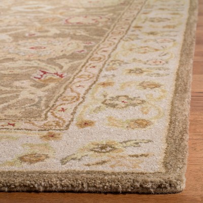 Hand-Tufted Ivory and Tan Floral Wool Runner Rug, 2'3" x 14'