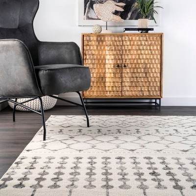 Handmade Geometric Gray Square Area Rug, Stain-Resistant Synthetic