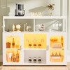 Aheaplus Bar Cabinet with Led Lights and Glass Holders, Bar Cabinet with Power Outlet - 2 of 4