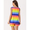 cheibear Women's Rainbow Stripe Tank Tops with Shorts Pajama Sets with Pockets - 3 of 4