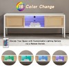Airsurfer 54.33" White Rattan TV Cabinet with LED Light Strip, Sliding Doors, Adjustable Shelf & Metal Legs for Living Room - 3 of 4