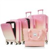 FATMOON 4-Piece Hard Shell Luggage Set, Front Opening Design, Carry On with Cup Holder, Expandable Travel Bag - 20", 24", Pink - 2 of 4