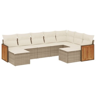vidaXL 9 Piece Patio Sofa Set with Cushions Poly Rattan