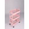 DOMETOUR 3 Tier Small Rolling Cart Metal Utility Storage Organizer Kitchen Trolley Bathroom Laundry Room Bar Office Shelves - 3 of 4