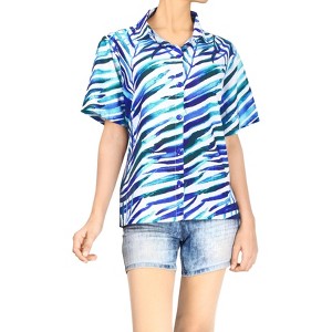 HAPPY BAY Women's Button Down Blouses Summer Party Blouse Shirt Hawaii Blouses Short Sleeve Vacation Dress Button Up Hawaiian Shirts - 1 of 4