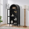 Modern Retro Arched Wooden Storage Cabinet with Adjustable Glass Partitions, LED Lamp, Multi-Functional Kitchen, Living Room - 4 of 4
