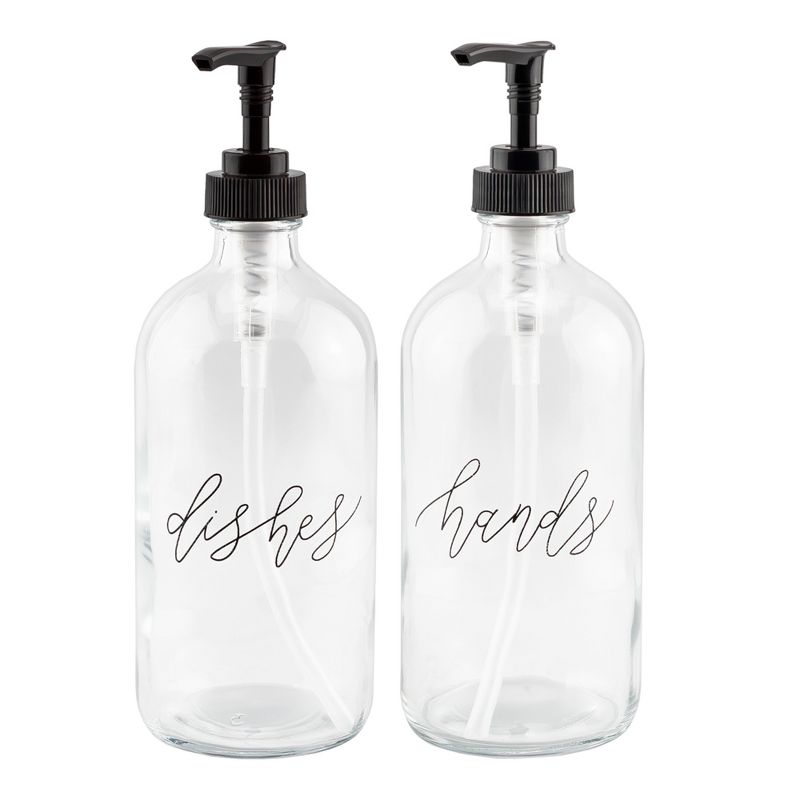 Cornucopia Brands 16oz Hands Dishes Pump Bottles 2pc Set; Soap Dispensers for Kitchen and Home, 1 of 9