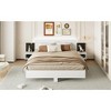 Bellemave King Size Wood Platform Bed Frame with Headboard, Storage, LED Lights & 2 Nightstands, 12 Slats, White, 660lbs Load - 3 of 4