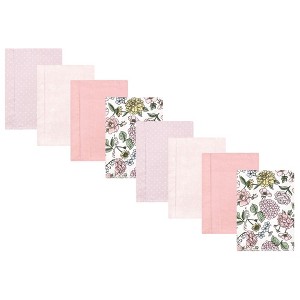 Hudson Baby Girls Cotton Poly Flannel Burp Cloths 8-Pack, One Size - 1 of 4