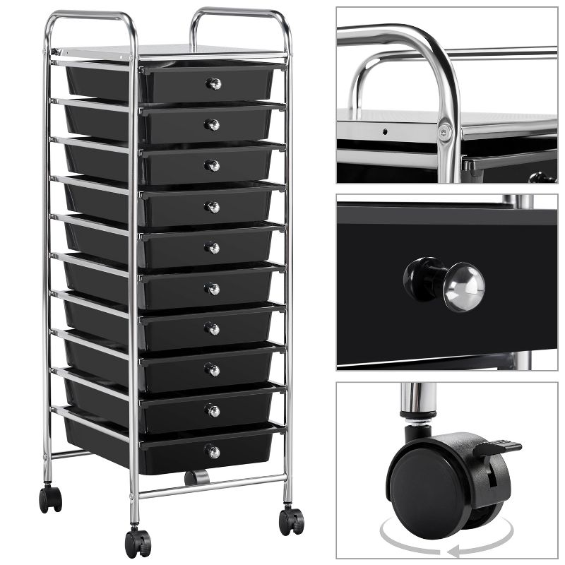 Yaheetech Drawers Rolling Storage Cart Metal Frame Plastic Drawers for Office/Home/Study, 4 of 8
