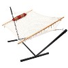 Sunnydaze Cotton Rope Freestanding Hammock with Spreader Bar with Portable Steel Stand and Pad and Pillow Set - 12' Stand - 4 of 4