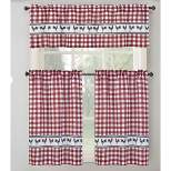 RT Designer's Collection Tribeca Rooster Printed Slub 3 Pieces Kitchen Curtain Set Includes 1 Valance 52" x 18" and 2 Tiers 26" x 36" Each Multi Color