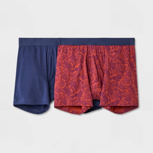 Men's Floral Boxer Briefs 2pk - Goodfellow & Co™ Dark Orange/Red S