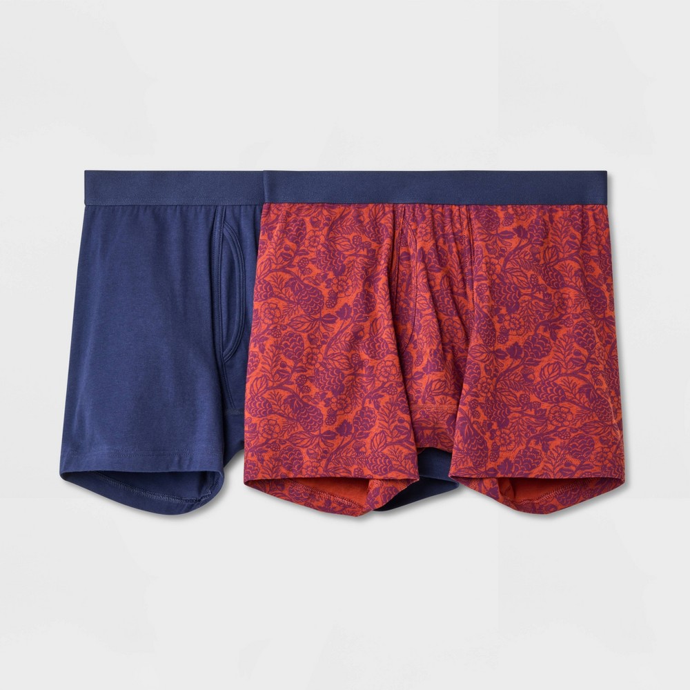 Men's Floral Boxer Briefs 2pk - Goodfellow & Co™ Dark Orange/Red L