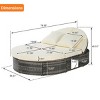 Coolbibila-Outdoor Round Daybed, Sun Lounger With Backrests And Foldable Cup Trays, Reclining Outdoor Lounger Wicker With Cushions And Pillows - 4 of 4