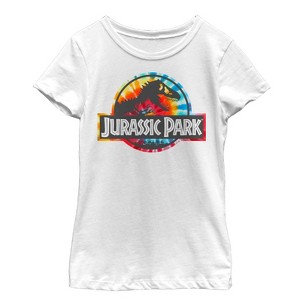 Girl's Jurassic Park Groovy Tie-Dye Logo T-Shirt - 1 of 4
