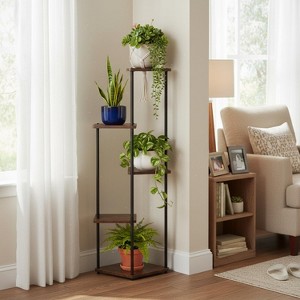 FurnitureR 5-Tier Plant Stand, Flower Pot Display Shelf for Plants, Corner Plant Holder for Living Room Balcony Porch Patio Garden, 42.13" Height - 1 of 4