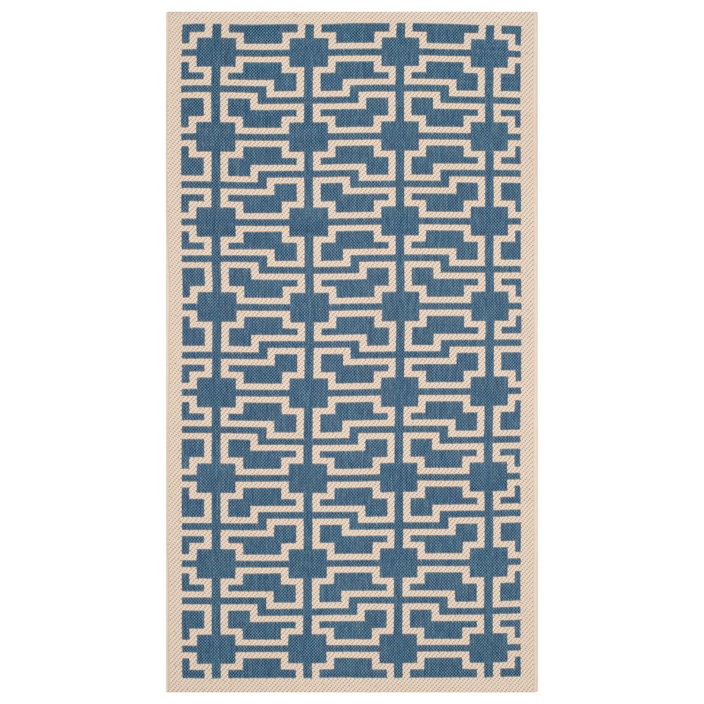 4'X5'7in Rectangle Bury Outdoor Rug Blue/Beige - Safavieh