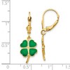 Black Bow Jewelry Green 4-Leaf Clover Lever Back Earrings in 14k Yellow Gold and Enamel - 4 of 4