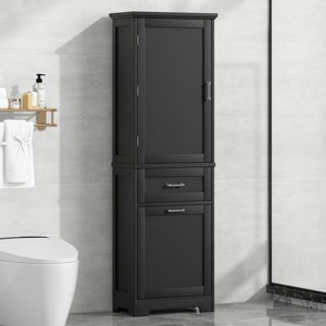 Tall Bathroom Storage Cabinet, Bathroom Cabinets  With 2 Drawers And Adjustable Shelf, Bathroom Cabinets With Anti-Toppling Device-Cuddlewood - 1 of 4