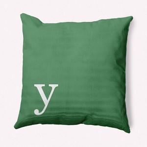 16"x16" Modern Monogram 'y' Square Throw Pillow Sage - e by design: Indoor Polyester, Down Alternative Fill - 1 of 3