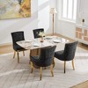 Okak Modern Chenille Dining Chairs Set of 2, Comfy Fabric Chairs with Thick Upholstered, Accent Chairs with Gold - Plated Legs Rivet Trim - 3 of 4