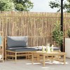 vidaXL 3-Piece Patio Lounge Set with Sleek Dark Gray Cushions, Bamboo Outdoor Furniture - Middle Sofa, Footrest, Side Table Included - 2 of 4