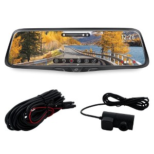 Voxx RVMDVR Rearview Mirror with a 2K DVR front camera featuring a 9.88” high-brightness display with INTCAM1 Interior Rear View Camera Compatible ... - 1 of 4