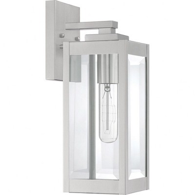 Westover 14.25" Stainless Steel Outdoor Wall Lantern with Clear Glass