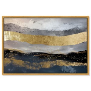 Art Remedy Rivers of Gold Blue Abstract Wall Art Framed - 1 of 4