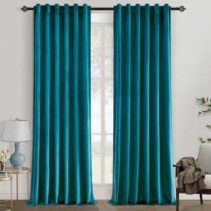 2 Panels Solid Velvet Room Darkening Curtain Panel,Blackout Curtains with Rod Pocket Back Tab,Soft Window Drapes for Living Room Bedroom - 1 of 4