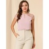 INSPIRE CHIC Women's Ruffle Neck Mesh Panel Keyhole Back Cap Sleeve Blouse - 3 of 4
