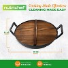 NutriChef 5.8-Quart Pre-Seasoned Cast Iron Wok with Wooden Lid NCCIWOK60 - Black - 3 of 4
