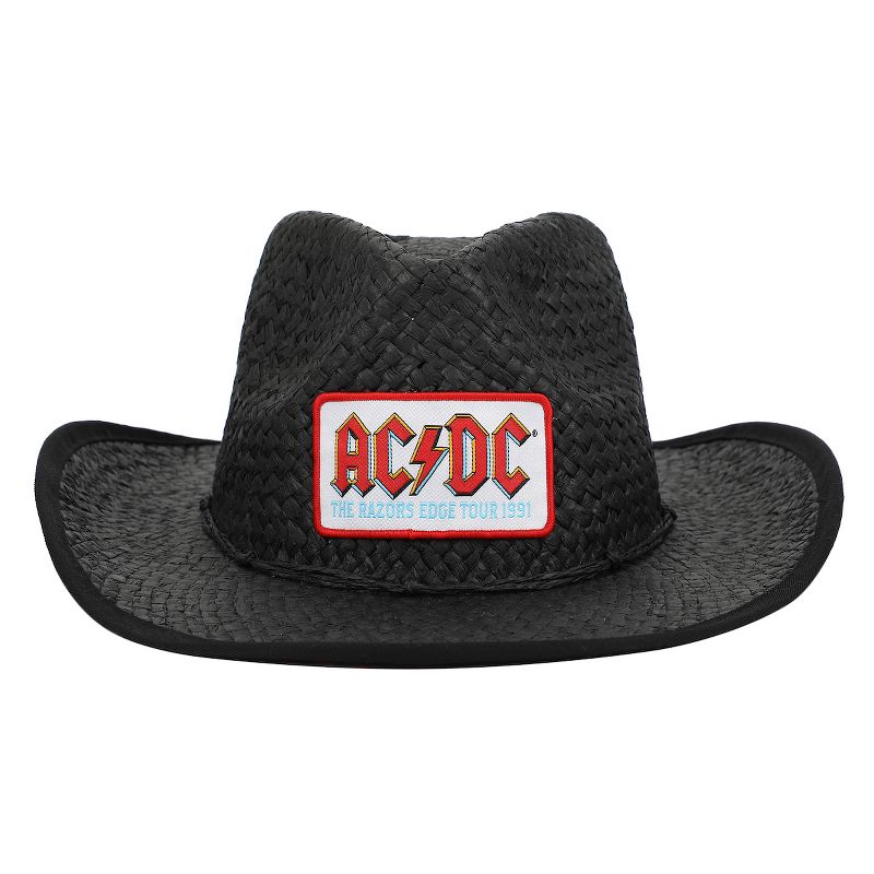 ACDC Logo Patch Straw Cowboy Hat, 1 of 5