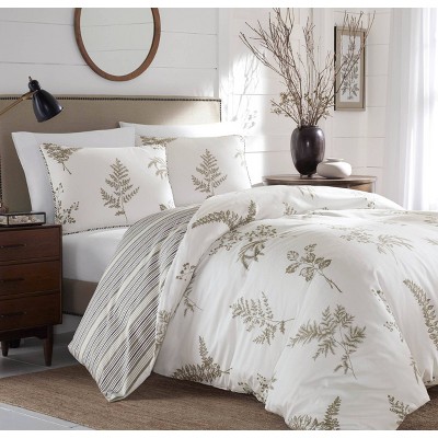 Willow Taupe and Cream Cotton Full/Queen Duvet Cover Set