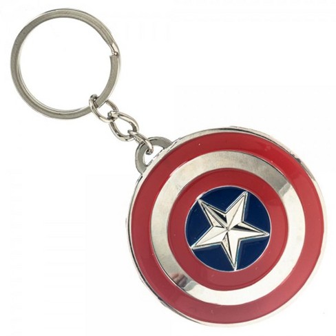 Captain America Shield 5cm Key Ring Double-sided Whirling Metal Keyring Chain 