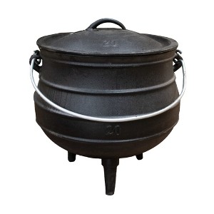 Lehman's Campfire Cooking Kettle Pot - Cast Iron Potje Dutch Oven with 3 Legs and Lid, 19.25 in dia, 14.75 Gallon - 1 of 4