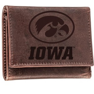 Evergreen NCAA Iowa Hawkeyes Brown Leather Trifold Wallet Officially Licensed with Gift Box - 1 of 1