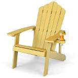 Tangkula Patio HIPS Outdoor Weather Resistant Slatted Chair Adirondack Chair w/ Cup Holder
